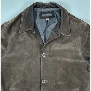 Y2K Banana Republic Mens Suede Brown Leather Field Jacket XL Car Coat Barn Chore
